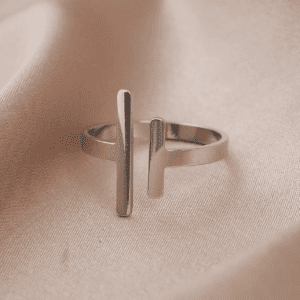 Bague minimaliste à barres argent
