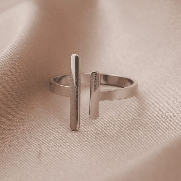 Bague minimaliste à barres argent
