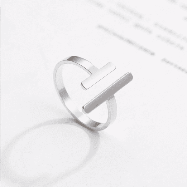 Bague minimaliste à barres argent